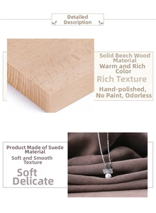 Detail of beech wood jewelry display board with soft microfiber velvet material