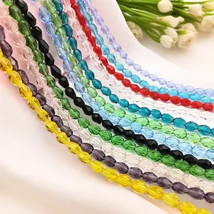 Faceted teardrop crystal glass beads in assorted vibrant colors for DIY jewelry making