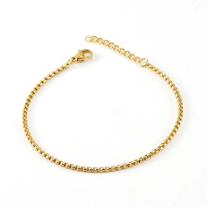 Minimalist 18K gold plated stainless steel box chain bracelet with lobster clasp