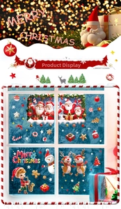 Detail view of 3D Santa and Reindeer window stickers with vibrant double-sided color effect