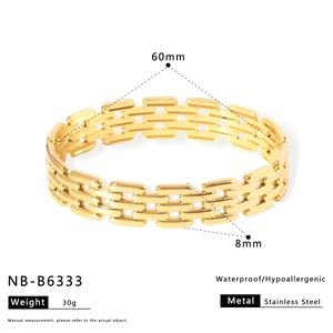 Technical diagram of 18k gold plated woven stainless steel bracelet with precise dimensions
