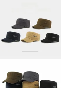 Vista de detalle de gorras militares de algodón varios colores con hebilla ajustable