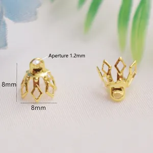 14K gold filled crown flower cap 8mm beads for DIY jewelry making with 1.2mm hole