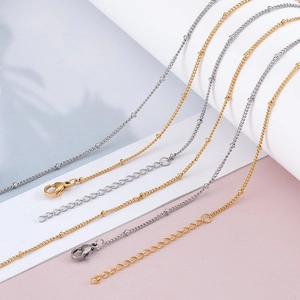 Polished stainless steel bead chain with lobster clasp and extender for DIY jewelry