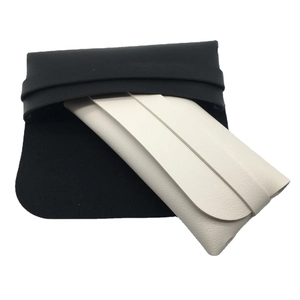 Premium black and white PU leather glasses pouches for sunglasses storage with soft texture