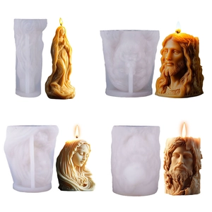 DIY 3D Religious Icon Silicone Mold For Scented Candle Making Jesus Virgin Mary Portrait Statue Resin Craft Soap Mold