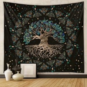 Tree Of Life Wall Tapestry Polyester Fabric Celtic Knot Mandala Aesthetic Hanging Background Bedroom Living Room Decor