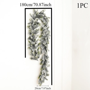 Detail showing 180cm artificial Christmas cedar garland with realistic white flocked snow