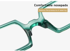 Detail of comfortable green transparent nose pads designed to reduce wearing pressure