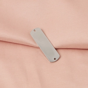 Polished silver stainless steel rectangular connector tag for DIY jewelry making