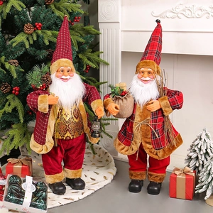 Standing 24 inch Santa Claus figurines with classic red and gold outfits for Christmas decor