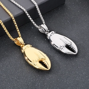 Vintage-Anhänger aus Edelstahl in Krebsklauen-Form in Gold und Silber mit Box-Halsketten