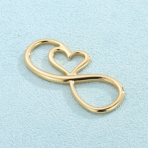 Golden heart and infinity charm made of titanium steel for necklaces and jewelry