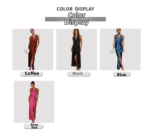 Options de couleur pour robe de soirée en satin sans manches avec col en V et fente haute