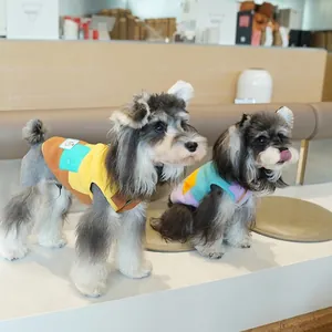 Winter dog jumpsuit with contrast color patchwork and fleece lining for small pets