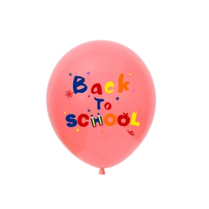 Pink Back To School latex balloon featuring colorful letter prints and starry space patterns