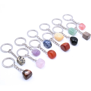 Natural Stone Keychain Crystal Agate Irregular Polished Gemstone Bag Charm DIY Jewelry Accessory For Women Men