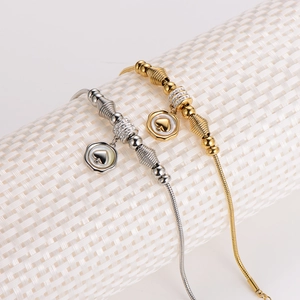 Heart Spade Charm Bracelet Stainless Steel Shell Inlay Rhinestone Snake Bone Chain Fashion Jewelry For Women