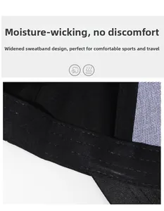 Macro shot of black baseball cap interior featuring a widened moisture-wicking sweatband