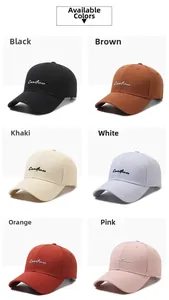 Six colors of cotton baseball caps with Constance embroidery shown in a grid