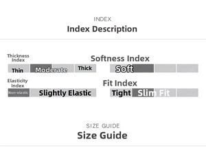 Size guide for V-neck printed dress showing fabric thickness and slim fit details