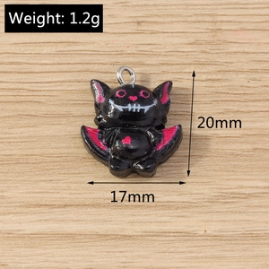 Close-up of black bat charm for DIY jewelry with dimensions 20x17mm and 1.2g weight