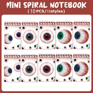 Mini spiral notebooks set of 10 featuring colorful eyeball patterns for party favors