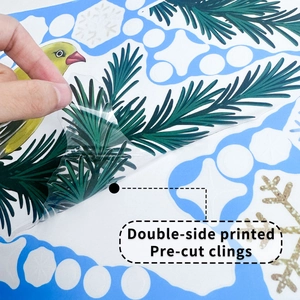 Double-sided snowflake and bird window clings for Christmas glass decoration