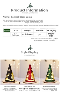 Detailed view of cone-shaped Christmas lights with reindeer and pine tree motifs in PVC