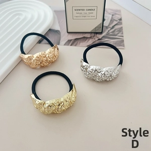 Style D textured metal hair ties set in gold and silver with hammered finish details
