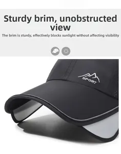 Detail of breathable mesh baseball cap with reflective brim and SPORT side embroidery