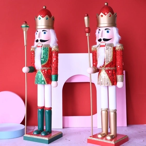 62cm wooden nutcracker king figures with sequins and scepter Christmas decoration