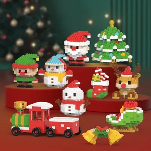 Christmas Micro Building Blocks Santa Claus Snowman Elk Tree Model DIY Assembly Educational Toy Holiday Gift Home Decor