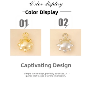 Polished sun pendant jewelry components in gold and silver finishes with top loops