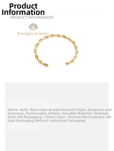 Detailed view of woven 18K gold plated stainless steel cuff bracelet texture