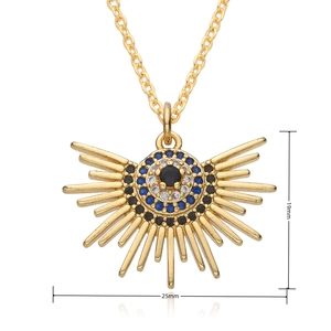 Detailed size view of the 18K gold-plated Evil Eye pendant with zircon inlay
