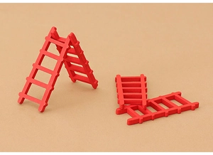 Three miniature red wooden ladders for dollhouse Christmas decoration and DIY crafts