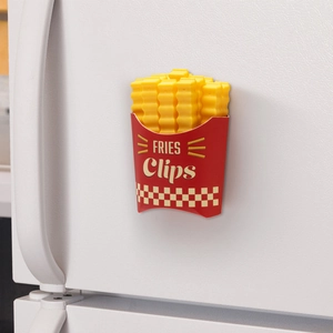 Creative french fries shaped food bag clips with magnetic storage box on refrigerator