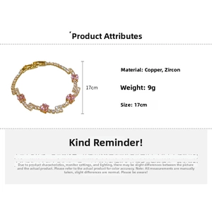 Detail specifications for pink zircon lightning bracelet in copper with 17cm length