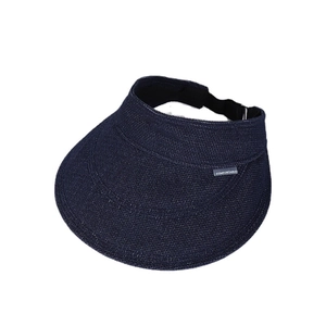 Women's navy blue woven denim sun visor hat with open top for breathable summer sun protection