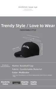 Detail view of black sherpa baseball cap with Colorado embroidery and size dimensions