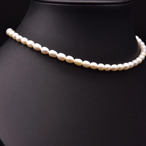 Natural Freshwater Pearl Necklace For Women 18K Gold Plated Copper Baroque Rice Pearl Choker Elegant Jewelry Gift