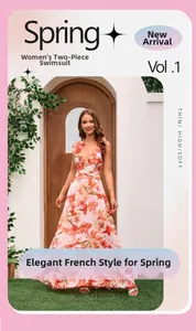 Close-up of pink floral print beach dress with a deep V-neck and lightweight chiffon fabric