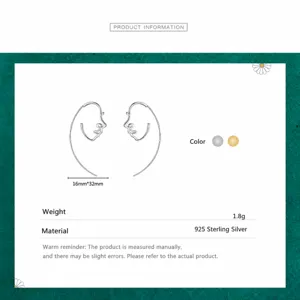 Minimalist S925 sterling silver abstract face profile outline dangle earrings in gold and silver
