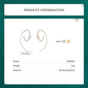 Minimalist S925 sterling silver abstract face profile outline dangle earrings in gold and silver