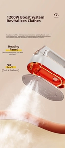 Detail of 1200W handheld steamer with rose gold soleplate and 25s fast heating feature