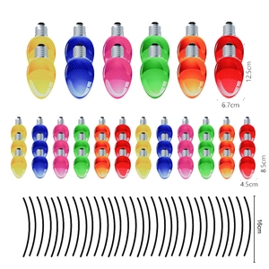 Detailed size chart for colorful Christmas bulb magnets and black honeycomb lattice wires