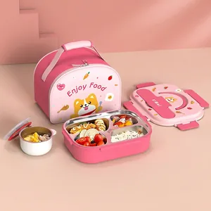 Shiba Inu Cartoon 316 Stainless Steel Insulated Divided Bento Box Portable School Kids Microwave Safe Lunch Box