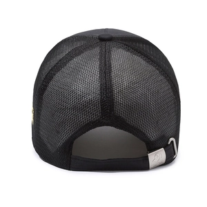 Casquette de baseball en filet noir respirant avec boucle métallique réglable et logo G-ZING