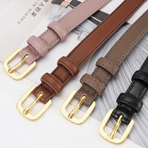 Simple Versatile Thin Artificial Leather Belt For Women Elegant Korean Style Waist Belt With Alloy Pin Buckle For Jeans Dresses